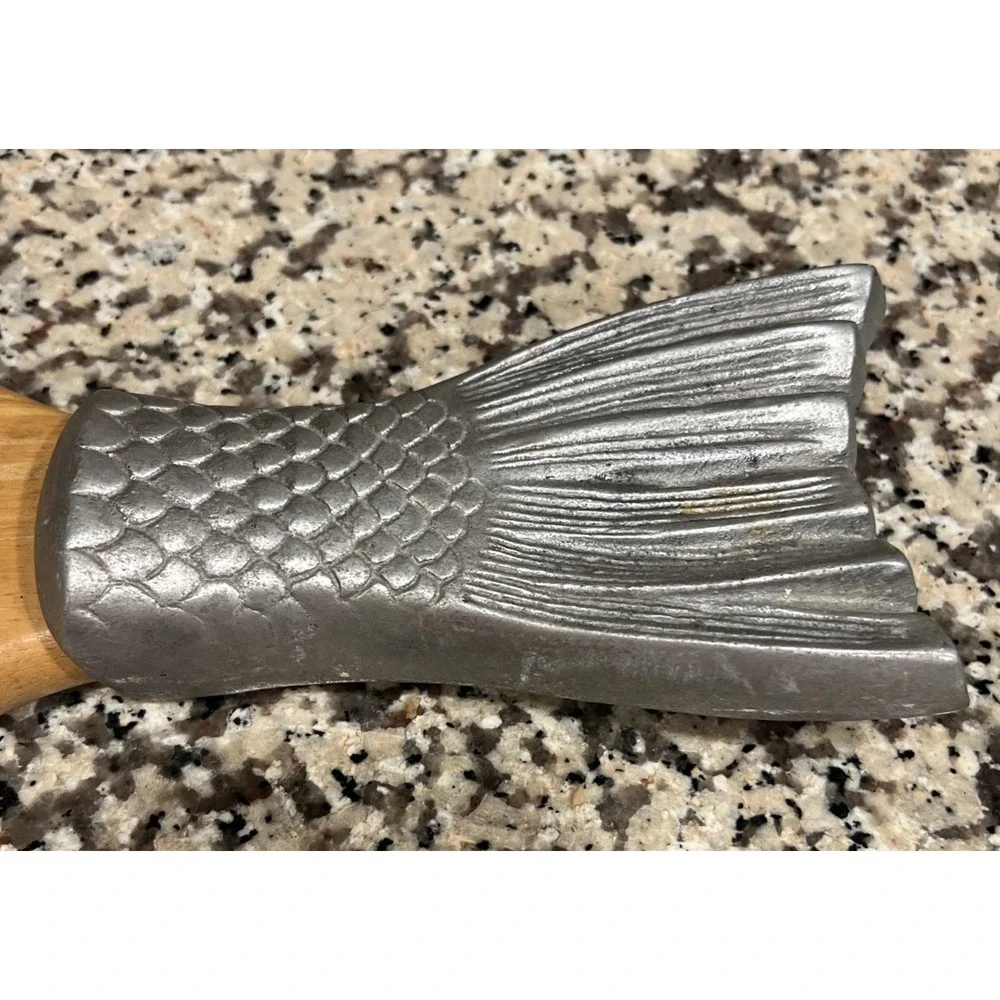 Vtg. Wood Metal Salmon Fish Tray Charcuterie Platter Board Made In Thailand